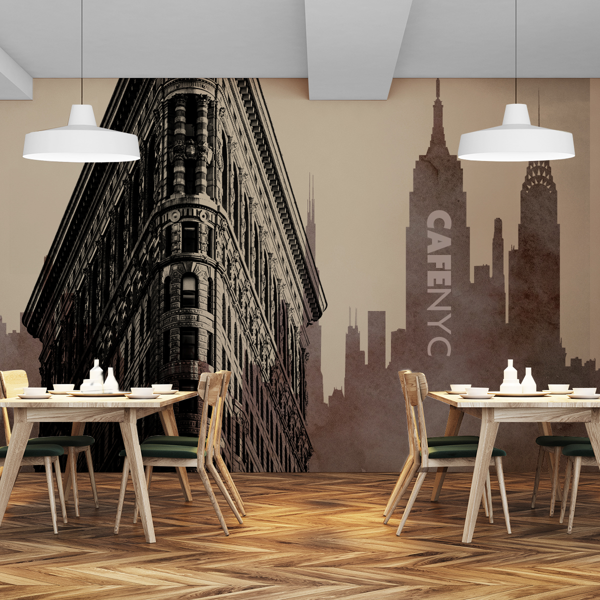 Restaurant with Mural Printed on Fresco Wall Paper